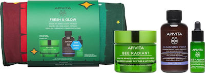 Apivita Promo Fresh & Glow με Bee Radiant Κρέμα-Gel Ελαφριάς Υφής, 50ml, Ορός Ενεργοποίησης Λάμψης, 10ml & Αφρός Καθαρισμού για Πρόσωπο & Μάτια, 75ml