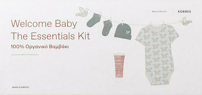 Korres Welcome Baby the Essentials Kit Κορμάκι, Καλτσάκια & Σκουφάκι από 100% Οργανικό Βαμβάκι, 1 σετ