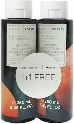 Korres Πακέτο Προσφοράς Grapefruit Sunrise Renewing Body Cleanser 2x250ml Αφρόλουτρο με Τονωτικό Άρωμα Γκρέιπφρουτ