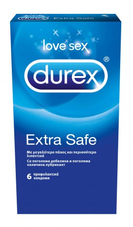 Durex Extra Safe Προφυλακτικά με Μεγαλύτερο Πάχος για Απόλυτη Ασφάλεια 6 Τμχ