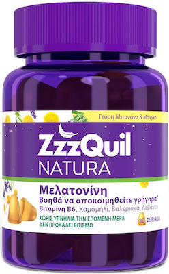 Natura ZzzQuil Συμπλήρωμα Διατροφής με Μελατονίνη, Γεύση Μπανάνα - Μάνγκο 30 Ζελεδάκια