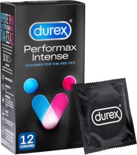 Durex Perfomax Intense Προφυλακτικά Με Κουκκίδες, Ραβδώσεις και Επιβραδυντικό Τζελ, 12τεμ