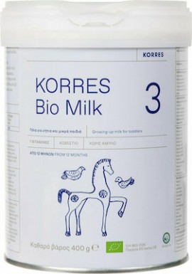 Korres Bio Milk 3, 400gr Βιολογικό Αγελαδινό Γάλα 3ης Βρεφικής Ηλικίας σε Μορφή Σκόνης για Νήπια & Μικρά Παιδιά