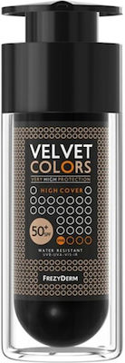 Frezyderm Velvet Colors Very High Protection High Cover Spf50+ Foundation 30ml Foundation Εξαιρετικά Υψηλής Καλυψής με Βελούδινη Ματ Υφή, Πολύ Υψηλής Αντηλιακής Προστασίας