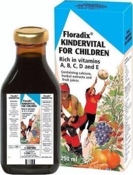 Salus & Haus Kindervital 250 ml. Πολυβιταμινούχο σιρόπι για παιδιά με ασβέστιο και όλες τις βιταμίνες, φυσικούς χυμούς φρούτων και εκχυλίσματα φυτών, δυναμώνει την άμυνα του παιδικού οργανισμού και υποστηρίζει την πνευματική και σωματική ανάπτυξη.