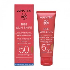 Apivita Bee Sun Safe Anti-Spot & Anti-Age Defence Tinted Face Cream with Marine Algae & Propolis SPF50 Golden Αντιηλιακή Κρέμα Προσώπου κατά των Πανάδων & των Ρυτίδων SPF50 με Χρώμα Golden Απόχρωση, 50ml