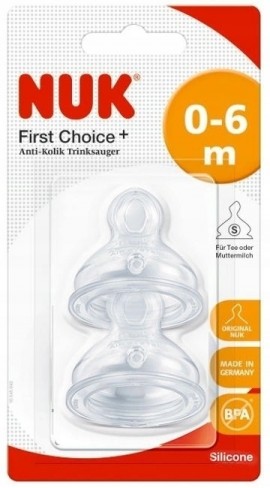 Nuk First Choice+ Θηλή Σιλικόνης Κατά Των Κολικών 0-6m Μέγεθος 1 Medium 2τμχ