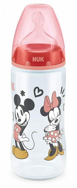 Nuk Πλαστικό Μπιμπερό First Choice Plus Mickey & Minnie 300ml για 6-18 μηνών Κόκκινο