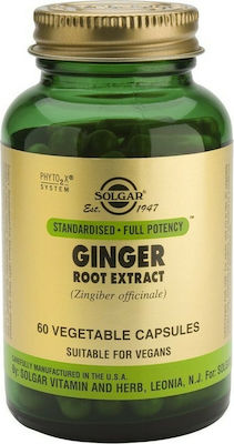 Solgar Ginger Root Extract Συμπλήρωμα Διατροφής Τζίντζερ (Πιπερόριζα) Ιδανικό για Περιπτώσεις Δυσπεψία, Ναυτίας, Τυμπανισμού & Διάρροιας, 60veg.caps