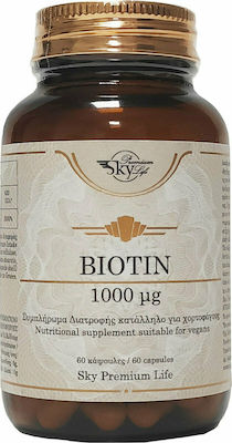 Sky Premium Life Biotin Συμπλήρωμα Διατροφής με Βιοτίνη για την Υγεία Μαλλιών και του Δέρματος 60caps