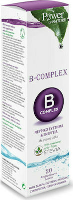 Power Health Power of Nature B Complex & Stevia Συμπλήρωμα Διατροφής Συμπλέγματος Βιταμινών B με Στέβια και Γεύση Μήλο 20 Αναβράζοντα Δισκία