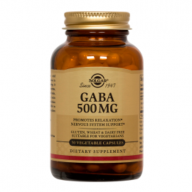 Solgar GABA 500mg Συμπλήρωμα Διατροφής για Ενίσχυση Νευρικού Συστήματος, Χρήσιμο σε Περιπτώσεις Αϋπνίας & Ιδανικό για Χτίσιμο Σώματος σε όσους Γυμνάζονται, 50veg.caps