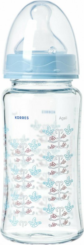 Korres Feeding Bottle 3m+, 230ml Μπιμπερό Πολυπροπυλενίου με Θηλή Σιλικόνης Μεσαίας Ροής για Βρέφη Από 3 Μηνών