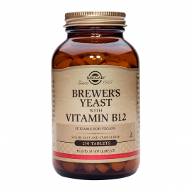 Solgar Brewers Yeast with Vitamin B12,250 ταμπλέτες: Φυσική μαγιά από κριθάρι & σιτάρι μαζί με βιταμίνη Β12.Χρήσιμο για τόνωση & ενδυνάμωση του οργανισμού, δεν περιέχει σόγια ή γαλακτοκομικά προϊόντα.