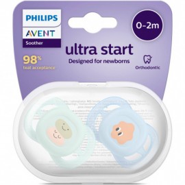 Philips Avent Ultra Start Πιπίλα 0-2 Μηνών Πράσινο - Γαλάζιο Με Σχέδιο