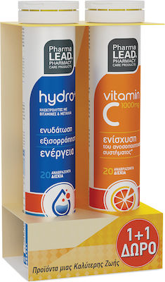 Pharmalead Πακέτο Προσφοράς 1+1 Δώρο με Hydro+ Ηλεκτρολύτες με Βιταμίνες & Μέταλλα, 20eff. tabs & Vitamin C 550mg για Ενίσχυση του Ανοσοποιητικού, 20eff. tabs