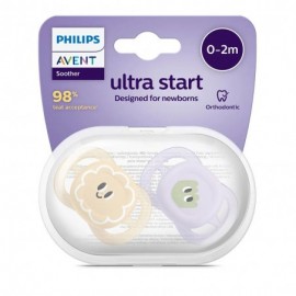 Philips Avent Πιπίλα Ultra Start 0-2μηνών+, πορτοκαλί, μώβ (2 τεμάχια)