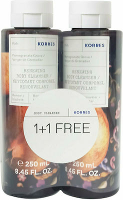 Korres Πακέτο Προσφοράς Pomegranate Grove Renewing Body Cleanser 2x250ml Αφρόλουτρο με Τονωτικό Άρωμα Ρόδι