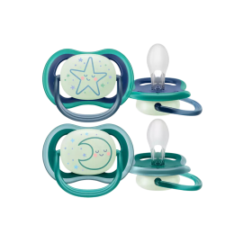 PHILIPS AVENT Ultra Air Nighttime 6-18m Πιπίλα Σιλικόνης Νυκτός Αστέρι / Φεγγάρι 2τμχ