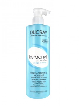 Ducray Keracnyl Foaming Gel Pump Καθαριστικό Προσώπου/Σώματος Για Λιπαρό Δέρμα Με Ατέλειες 400ml