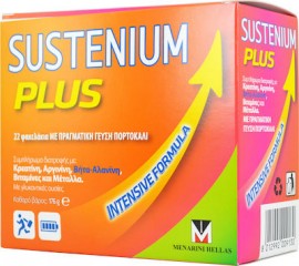 Menarini Sustenium Plus Συμπλήρωμα Διατροφής 22 Φακελάκια. Η σύνθεσή του περιέχει περισσότερο από 5g αμινοξέα, βιταμίνες και ιχνοστοιχεία, τα οποία σου εξασφαλίζουν την επιπλέον ενέργεια -“plus”- όταν χρειάζεται.