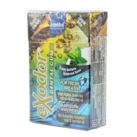 Intermed Exodor Dental Gum, Οδοντότσιχλα για Δροσερή Αναπνοή με ξυλιτόλη, πράσινο τσάϊ και tea tree oil 21 gr
