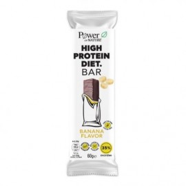 Power of Nature High Protein Diet Bar Banana Flavor Μπάρα με Υψηλή Περιεκτικότητα σε Πρωτεΐνες με Γεύση Μπανάνα & Επικάλυψη Μαύρης Σοκολάτας, 60gr