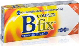 Uni-Pharma B Fix Complex Συμπλήρωμα Διατροφής για τις Ανάγκες του Οργανισμού στο Σύμπλεγμα Βιταμινών Β 30 Διασπειρόμενα Δισκία