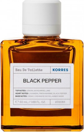 KORRES Eau De Toilette Black Pepper Ανδρικό Άρωμα με Νότες από Μαύρο Πιπέρι, Λεμόνι και Κέδρο 50ml