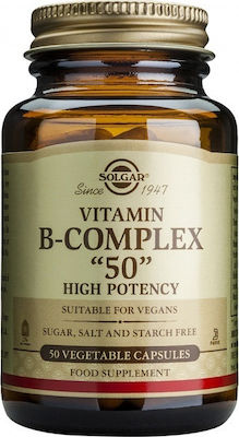 Solgar Formula B Complex 50 Σύμπλεγμα Βιταμινών Β για την Καλή Υγεία του Νευρικού & Ανοσοποιητικού Συστήματος - Ιδανικό για Άτομα με Υψηλά Επίπεδα Στρες & Αίσθημα Κόπωσης, 50veg.caps