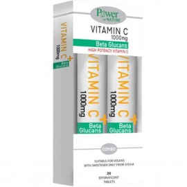 Power Health Promo (1+1 Δώρο) High Potency Vitamin C 1000mg With Beta Glucans Συμπλήρωμα Διατροφής ΓΙα Ενίσχυση του Ανοσοποιητικού 2x20 αναβράζουσες ταμπλέτες