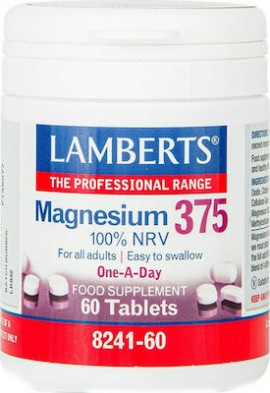 Lamberts Magnesium 375 Συμπλήρωμα Διατροφής Με τις 4 Σημαντικότερες Μορφές Αλάτων Μαγνησίου, 60 tabs