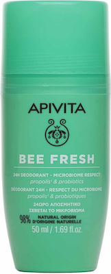 Apivita Bee Fresh 24h Deodorant Roll-on 50ml Αποσμητικό Roll-on 24ωρης Δράσης με Σεβασμό στο Μικροβίωμα του Δέρματος