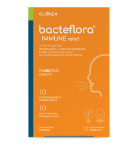 Olonea Bacteflora Immune Relief Συμπλήρωμα Διατροφής για Μείωση των Συμπτωμάτων Κρυολογήματος, 10 vcaps