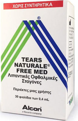 Alcon Tears Naturale Free Med Οφθαλμικές Σταγόνες 30 x 0.4ml. Στείρο οφθαλμικό διάλυμα για την ανακούφιση των οφθαλμών από ήπιους ερεθισμούς οποιασδήποτε αιτιολογίας και την ξηροφθαλμία.