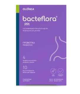 Olonea BacteFlora PPI Προβιοτικό για την Συμπλήρωση & Εξισορρόπηση της Μικροβιακής Χλωρίδας του Εντέρου, 30vcaps