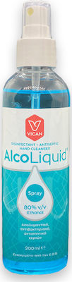 Vican AlcoLiquid Spray with 80% Ethanol 200ml Απολυμαντικό, Αντιβακτηριακό & Αντισηπτικό Spray Χεριών