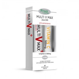 Power Of Nature Πολυβιταμίνες Multi V Max Plus Q10 20 αναβράζοντα δισκία & Vitamin C 500mg 20 αναβράζοντα δισκία για το Ανοσοποιητικό & Αντιοξειδωτικό