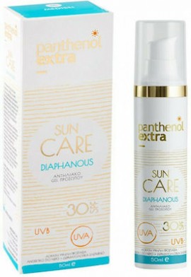 Medisei Panthenol Extra Sun Care Diaphanous Sunscreen Face Gel SPF30 Διάφανο Gel Προσώπου Υψηλής Αντηλιακής Προστασίας 50ml