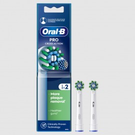 Oral-B Pro Cross Action White Edition 2xbrushes, Ανταλλακτικές Κεφαλές Λευκό Χρώμα 2 τεμάχια