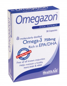 Health Aid Omegazon Συμπλήρωμα Διατροφής με Ωμέγα-3 Λιπαρά Οξέα για Καλή Λειτουργία της Καρδιάς & του Κυκλοφορικού, 750mg 30 Κάψουλες