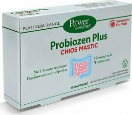 Power Health Platinum Probiozen Plus Chios Mastic Συμπλήρωμα Διατροφής με Μαστίχα Χίου, Προβιοτικά, Γλουταμίνη & Ψευδάργυρο για Καλή Λειτουργία του Γαστρεντερικού Συστήματος, 15caps