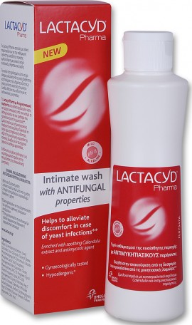 Lactacyd Pharma Intimate Wash With Antifungal Properties 250ml - Καθαρισμός Ευαίσθητης Περιοχής Με Αντιμυκητασικούς Παράγοντες