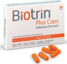 Biotrin Plus Caps Advance formula for Long & Strong Hair & Nails Συμπλήρωμα Διατροφής για την Καλή Υγεία των Μαλλιών & των Νυχιών, 30 caps