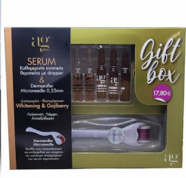 AG Pharm Gift Box Serum Καθημερινής Εντατικής Θεραπείας με Dropper + Dermaroller Microneedle 0,25mm για την Αντιμετώπιση των Δυσχρωμιών & της Φωτογήρανσης με Whitening & Gojiberry για Λεύκανση, Λάμψη & Αντιοξείδωση