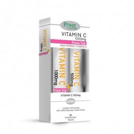 POWER OF NATURE Promo Rose Hip Vitamin C 1000mg 20 Μασώμενες Ταμπλέτες & Vitamin C 500mg 20 Μασώμενες Ταμπλέτες