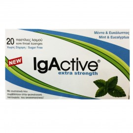 IgActive Παστίλιες Λαιμού Μέντα & Ευκάλυπτος Extra Strength Sugar Free 20 τμχ