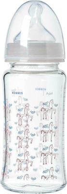 Korres Feeding Bottle From 0m+ with Slow Flow Silicone Teat , 230ml Γυάλινο Μπιμπερό με Θηλή Σιλικόνης Χαμηλής Ροής για Βρέφη Από τη Γέννηση