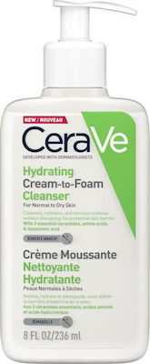 CeraVe Hydrating Cream To Foam Cleanser For Normal To Dry Skin 236ml - Αφρώδης Κρέμα Καθαρισμού Για Κανονικό & Ξηρό Δέρμα