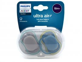 Philips Avent Ultra Air Ορθοδοντικές Πιπίλες Σιλικόνης από 18 μηνών Μπλε Γκρι 2 τμχ